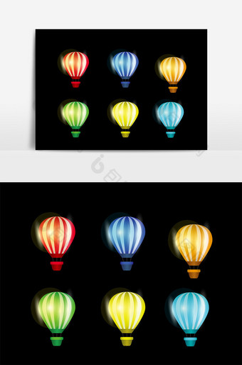 彩色条纹热气球设计素材图片