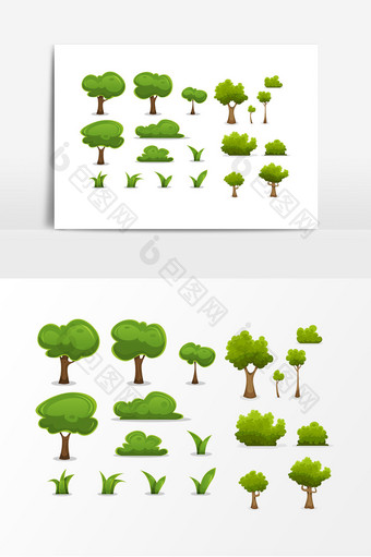 卡通绿色植物树木设计素材图片