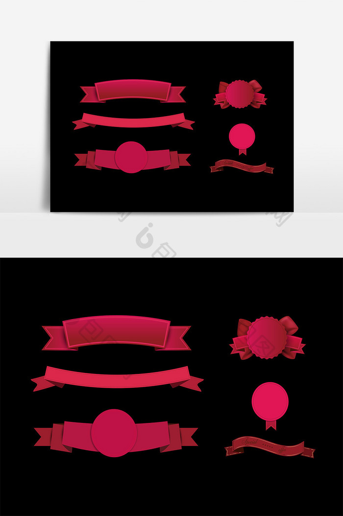 促销标签装饰丝带素材