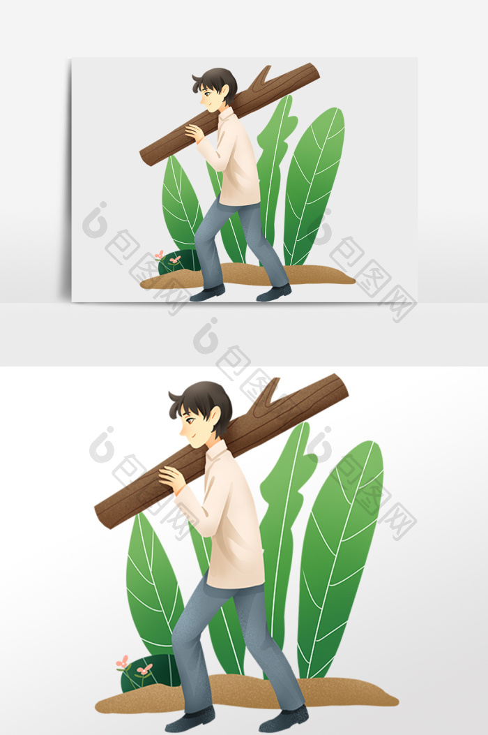 手绘劳动节爱劳动工人插画模板-包图网