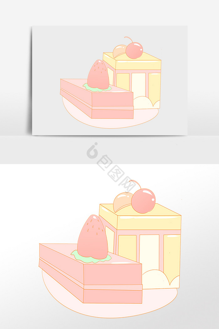儿童节甜点草莓蛋糕插画图片