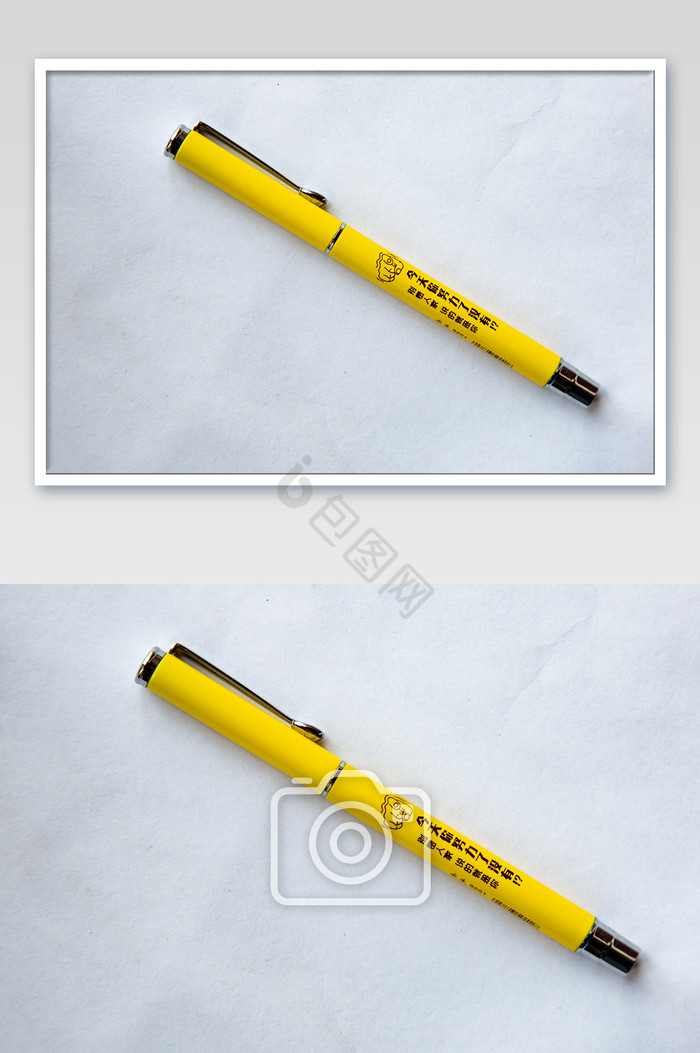 黄色钢笔摄影图片