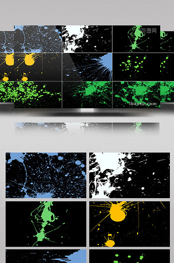 9组带通道颜料涂料喷溅视频素材图片