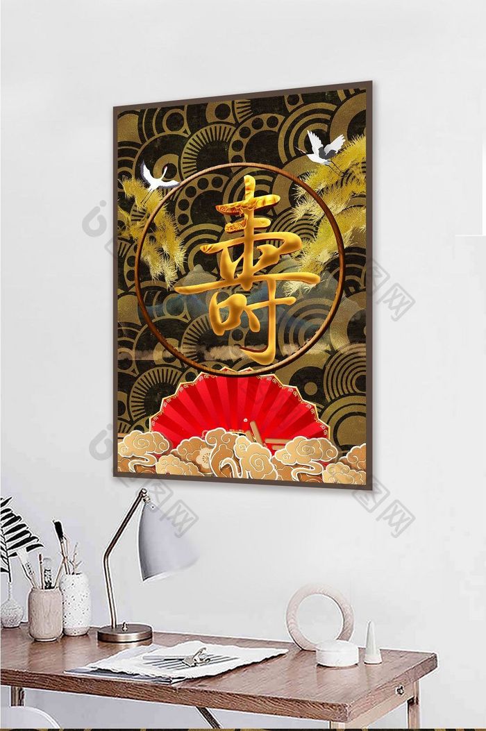中国风国潮艺术祥云飞鸟客厅装饰画