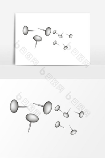 灰色图钉矢量元素图片