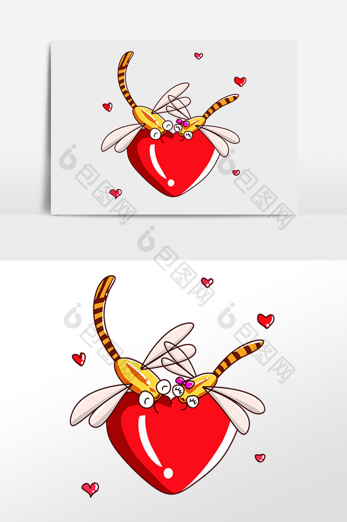 飞行动物爱心蜻蜓插画图片图片
