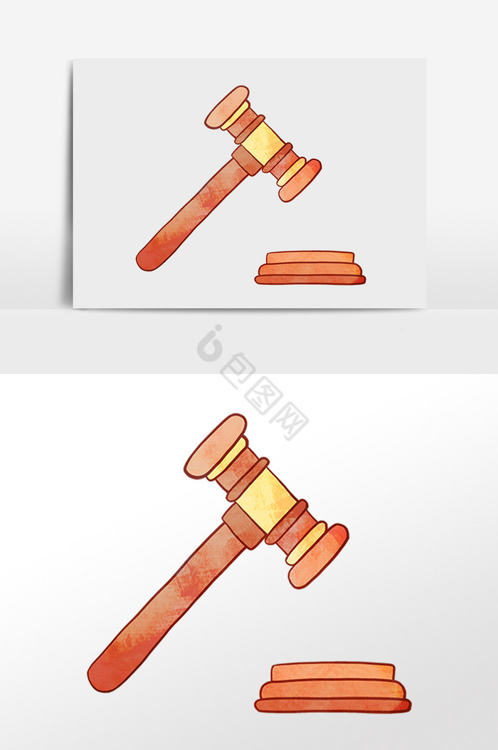 法度法庭法律木质法槌插画图片