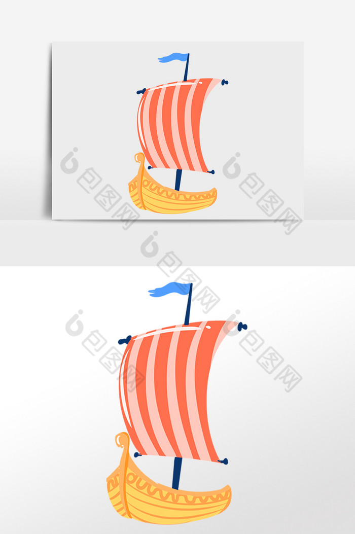 交通工具大海黄帆船插画图片图片
