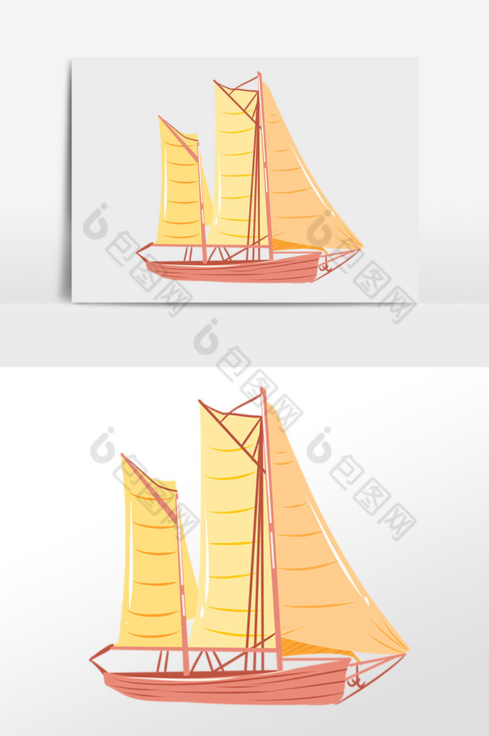 交通工具大海帆船插画图片图片