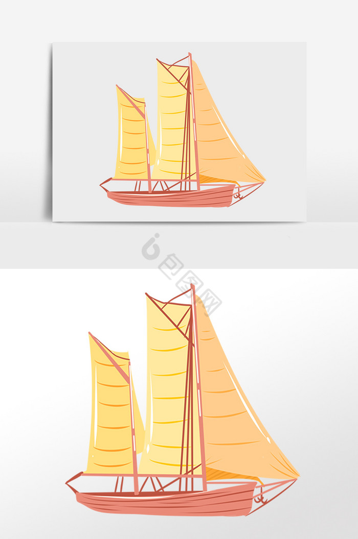 交通工具大海帆船插画图片