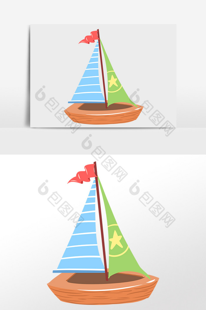 交通工具大海木质帆船插画图片图片