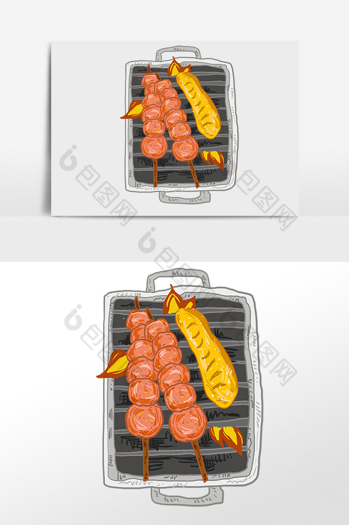 餐饮美味烧烤烤肉串插画图片图片