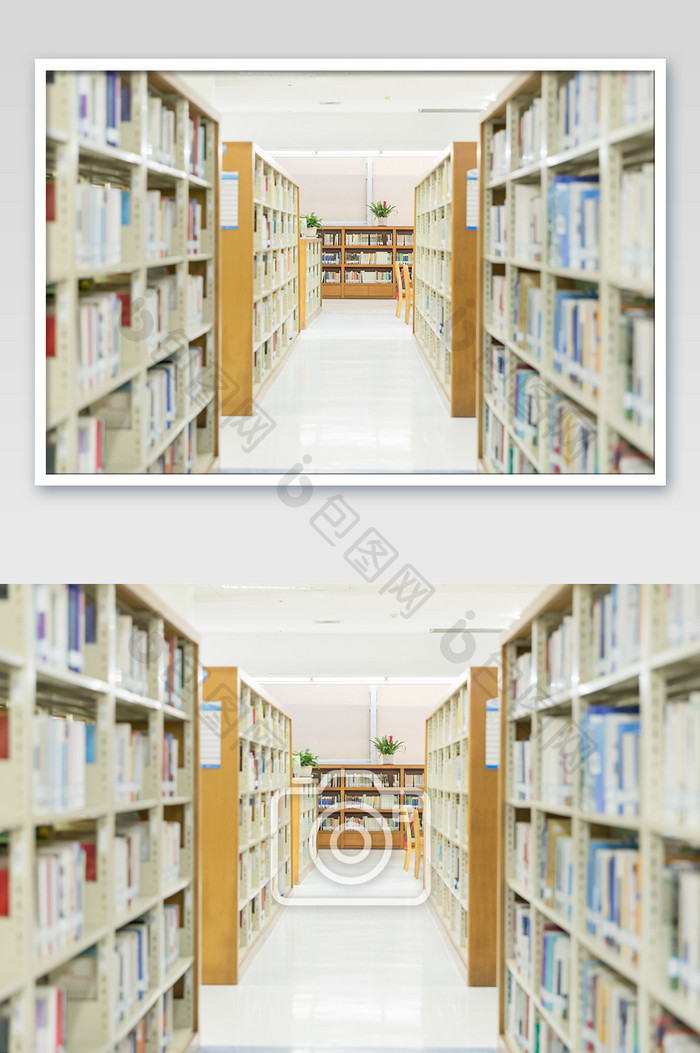 图书馆书架书柜摄影图