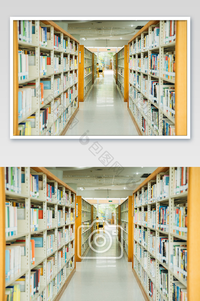 图书馆书架摄影图