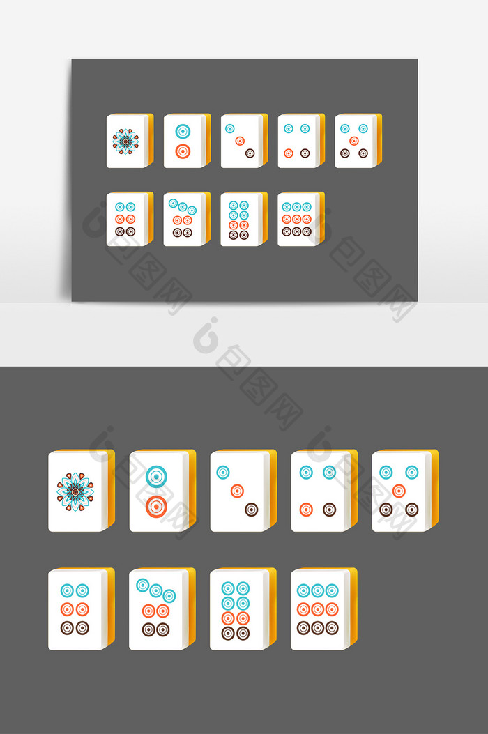 休闲娱乐手绘麻将饼牌设计元素