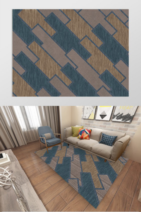 北欧简约几何图形地毯设计