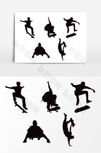 卡通剪影世界滑板日滑板男孩手绘元素图片