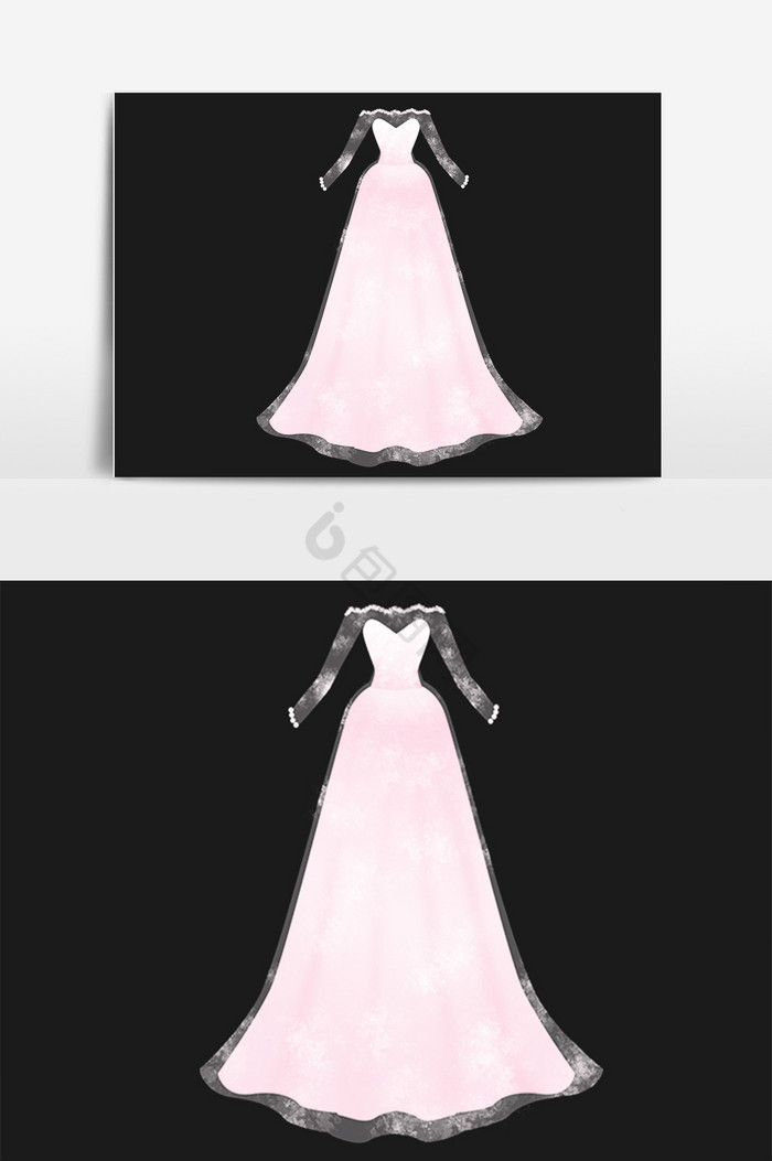 结婚婚纱礼服插画图片