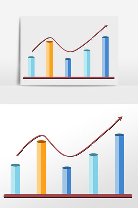 手绘商务金融柱形数据分析插画