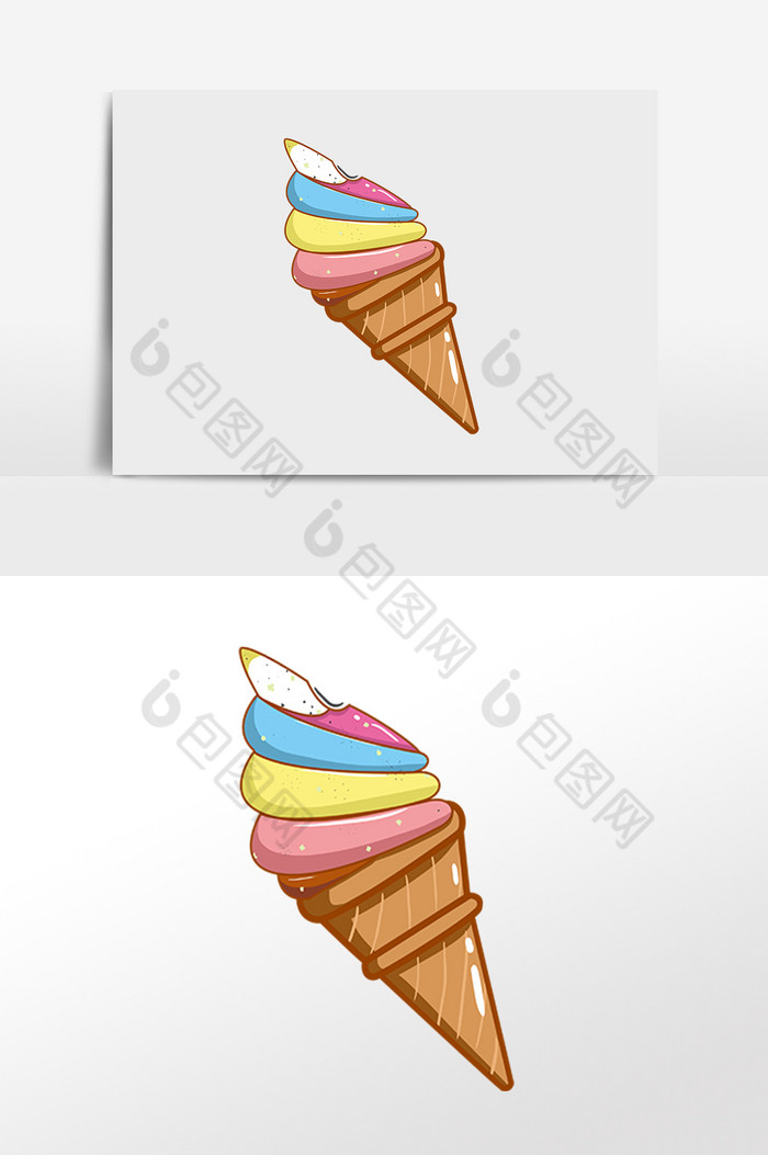 夏季甜点蛋筒冰淇淋插画图片图片