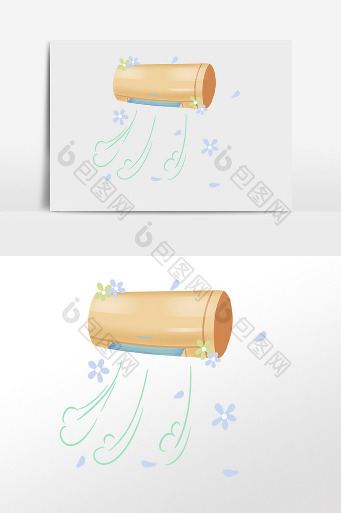 夏季乘凉电器扇风空调插画