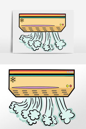 手绘夏季乘凉电器扇风空调插画