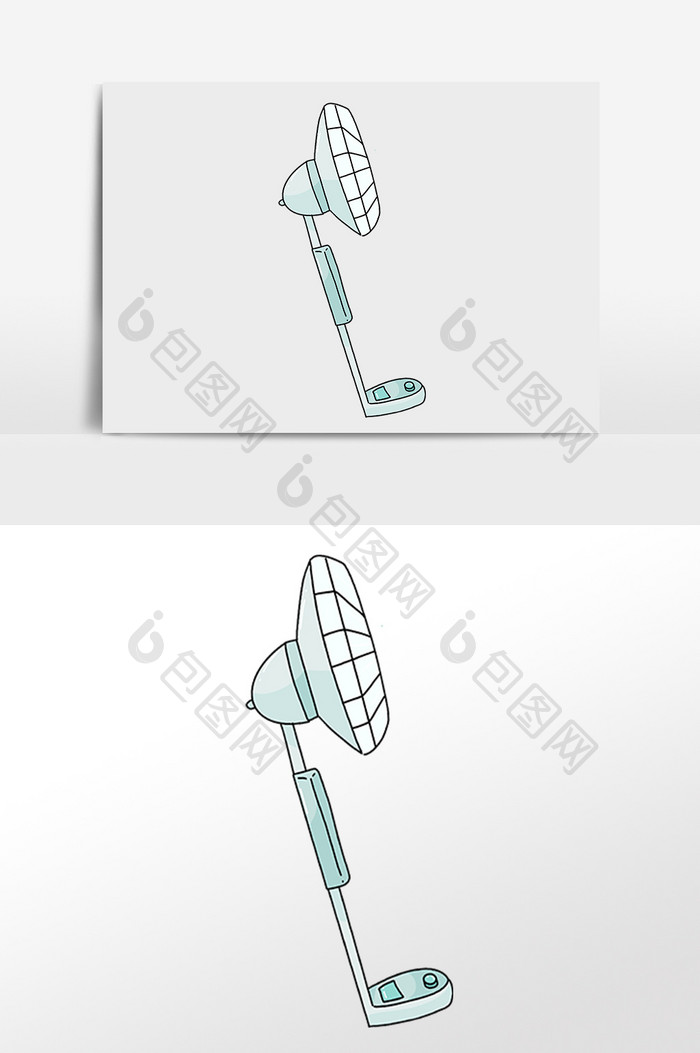 手绘夏季乘凉电器电风扇插画