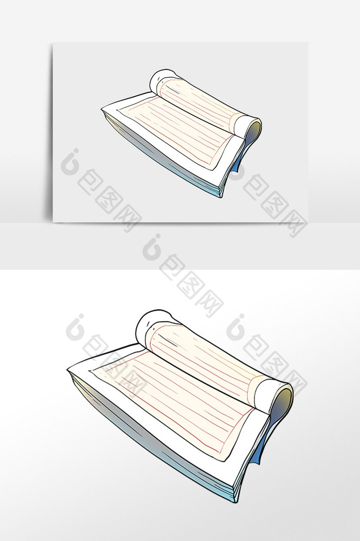 手绘古书书籍教育翻开的古书插画