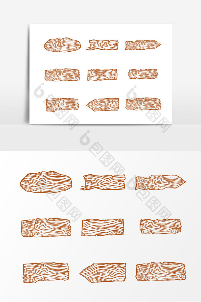 矢量木板木纹路牌设计素材