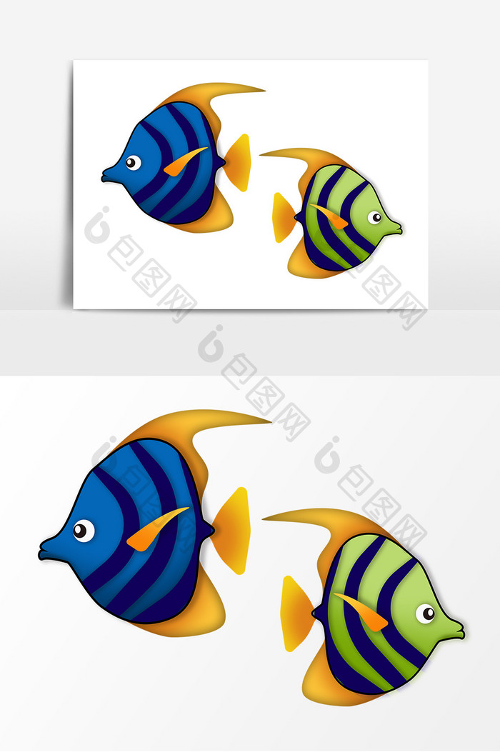 海洋生物小彩鱼形象元素