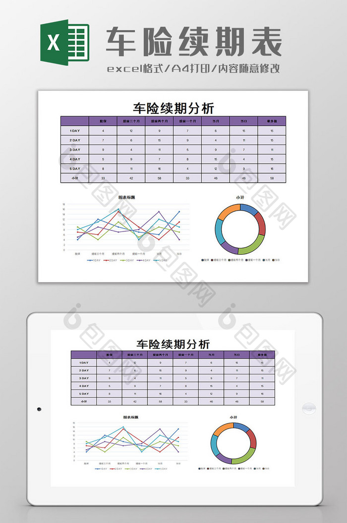 车辆续期表Excel模板