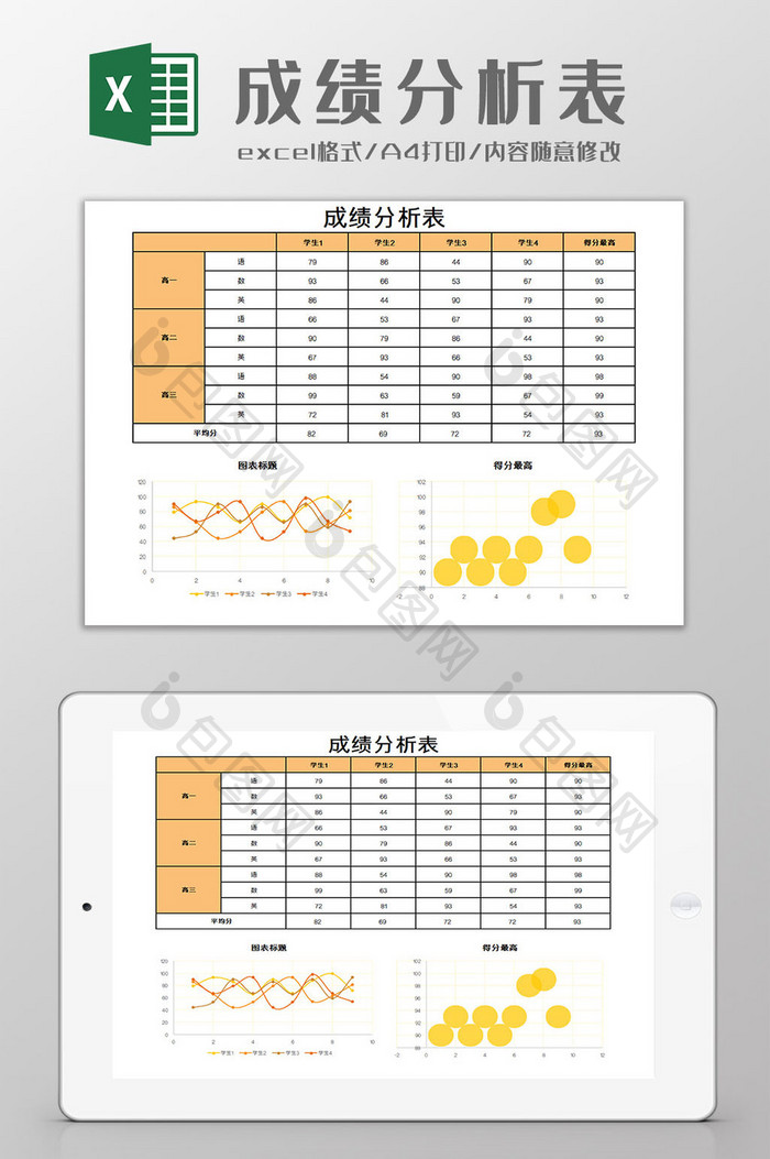 成绩分析表Excel模板