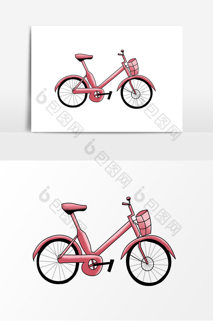 自行车手绘插画元素