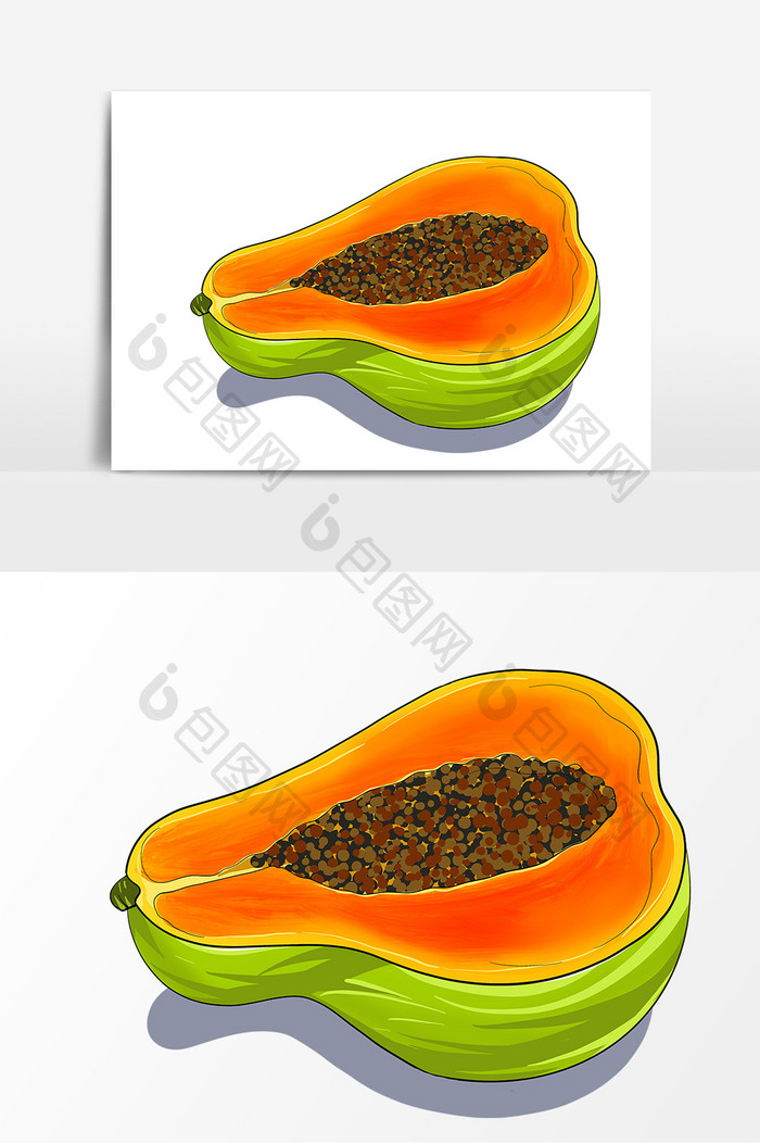 夏季水果木瓜形象元素