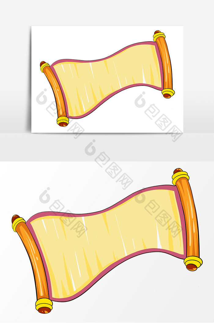 国学卷轴手绘卡通元素