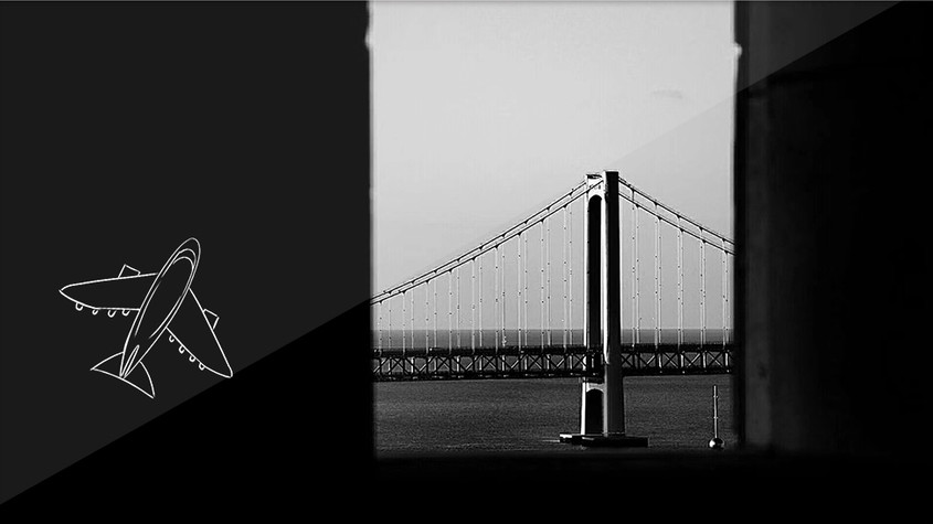 跨海大桥建筑创意摄影插画gif图片