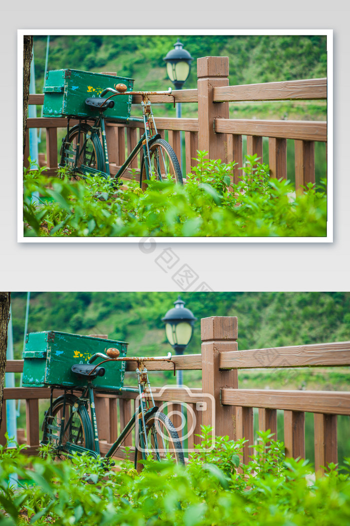 院子景色自行车名宿休闲度假图片图片