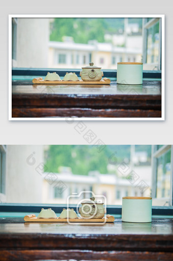 中国风陶瓷茶具茶杯摄影图图片
