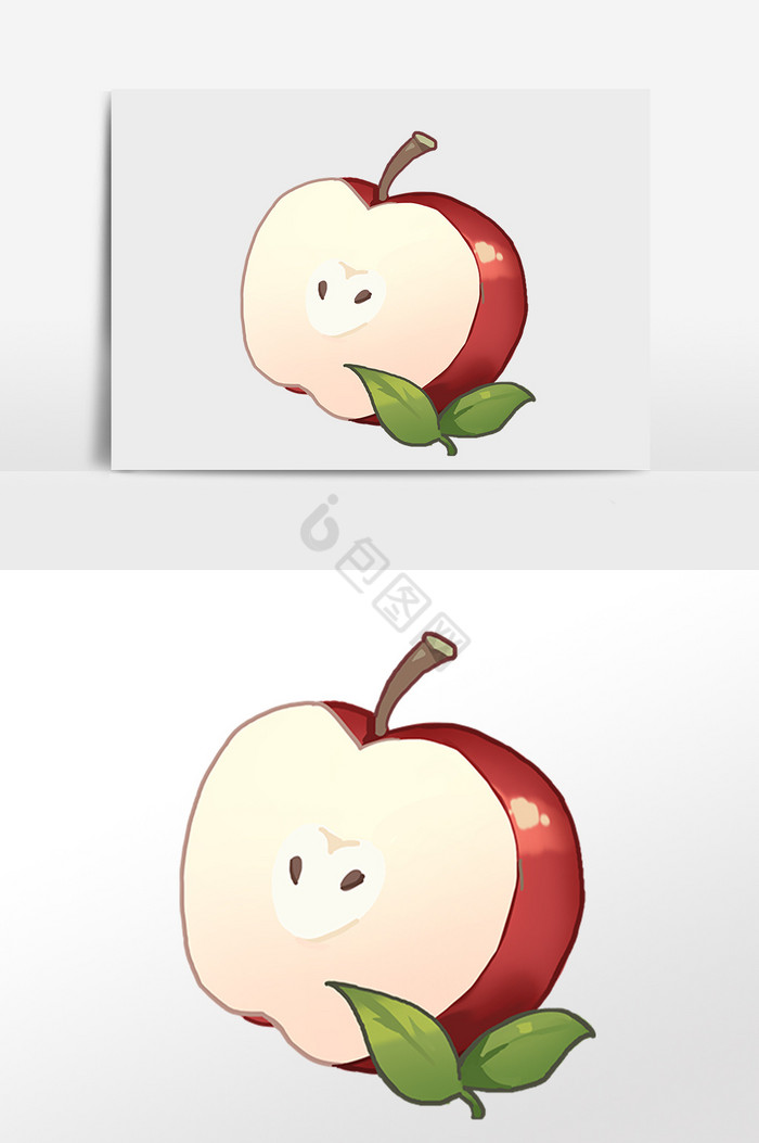 夏季新鲜水果一个苹果插画图片