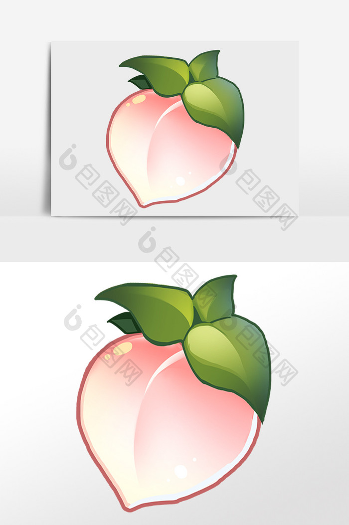 手绘夏季美味新鲜水果桃子插画