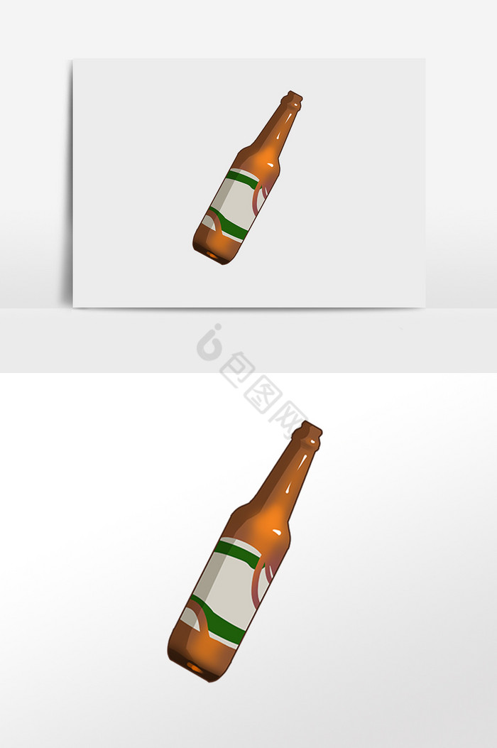 夏季饮料一瓶青岛啤酒插画图片