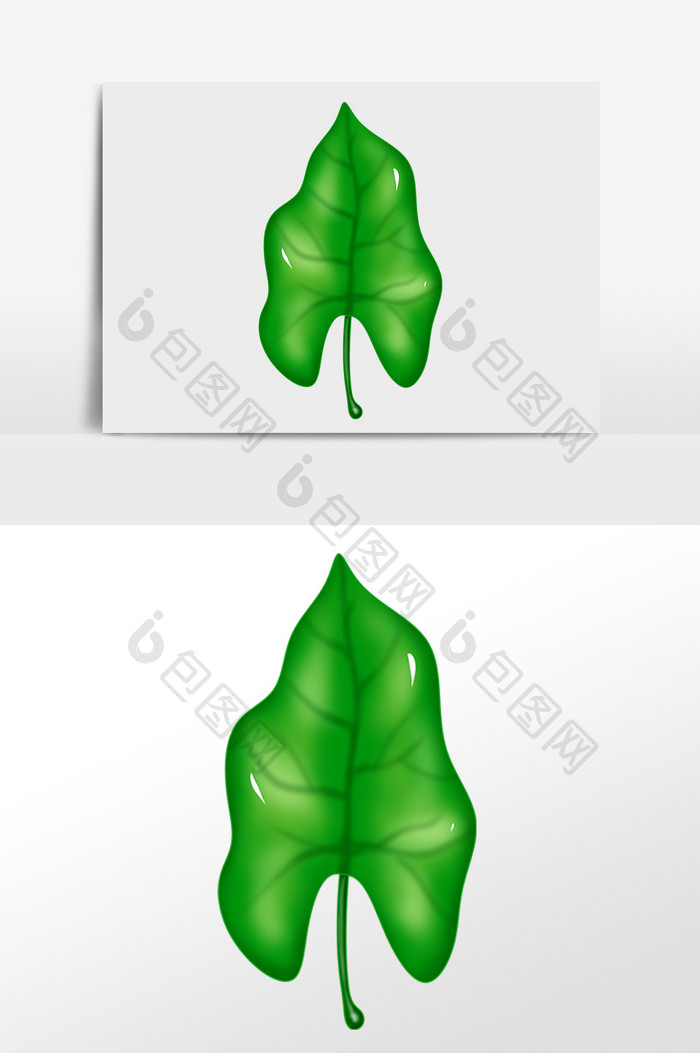 手绘热带清新植物绿色大叶子插画 Psd素材 包图网