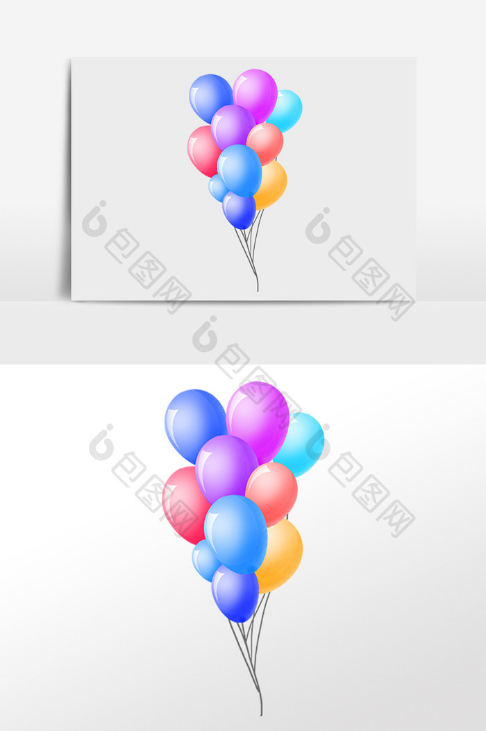 手绘庆祝生日派对气球装饰插画