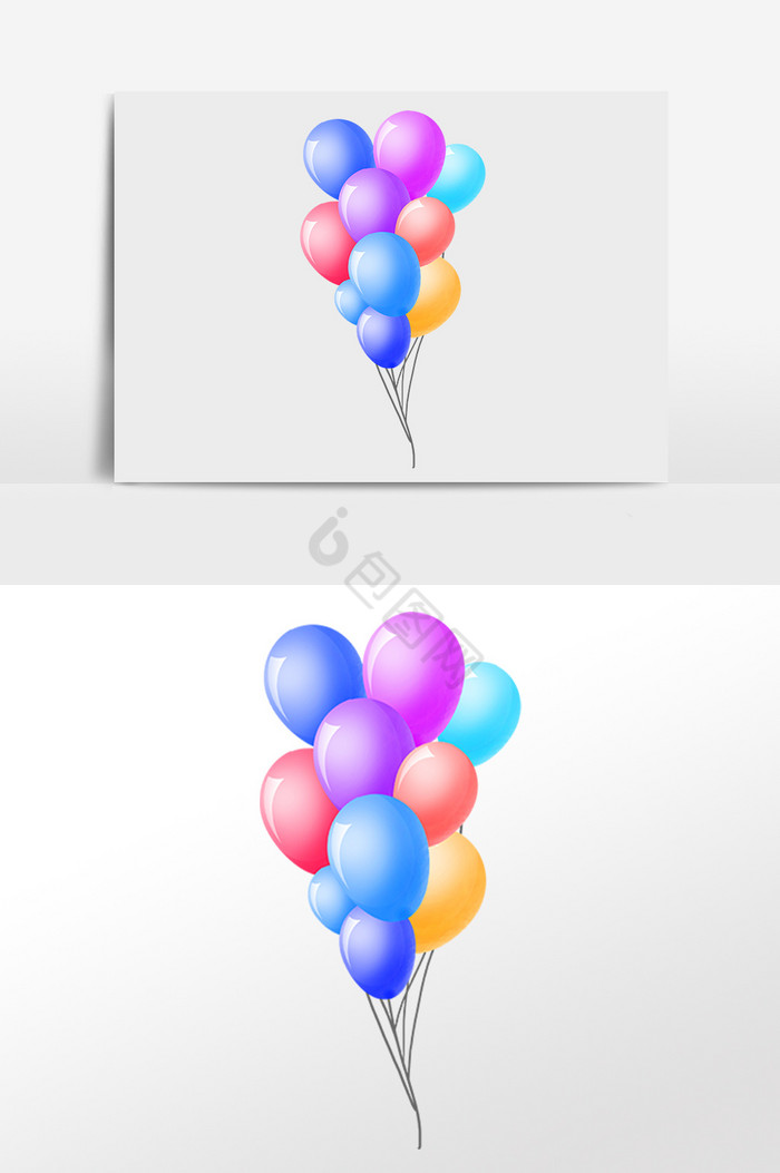 庆祝生日派对气球装饰插画图片