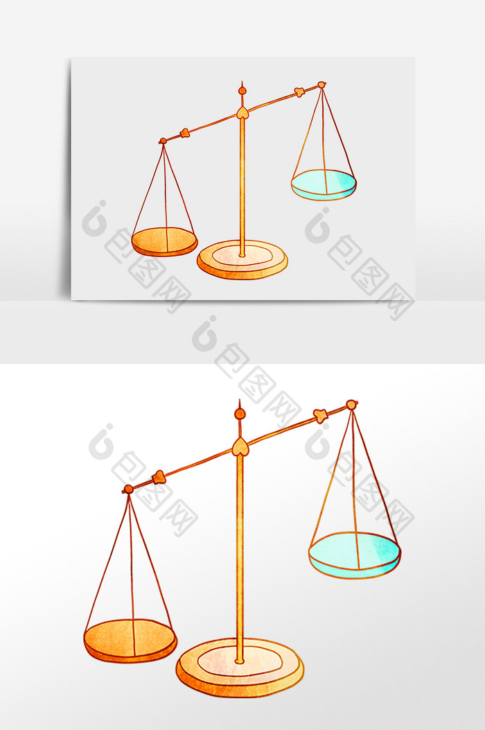 手绘天平公正平衡平等插画