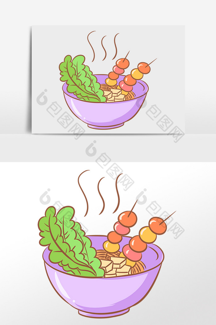 手绘餐饮美食食物水煮串串插画