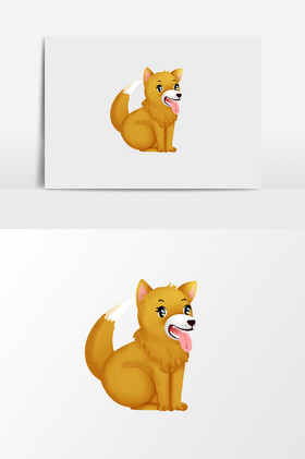 可爱黄色小狗狗插画元素