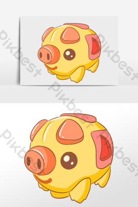 儿童节儿童玩具小猪储蓄罐插画图片