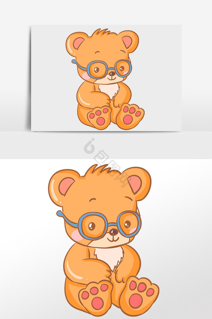 儿童节儿童玩具戴眼镜熊熊插画图片
