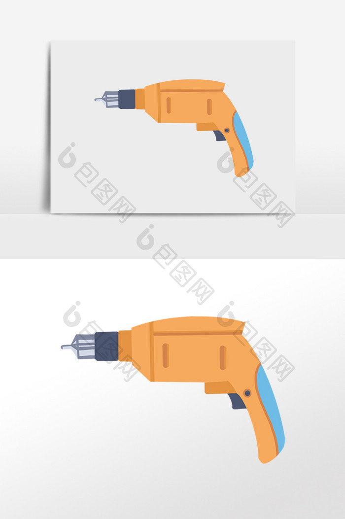 手绘劳动节劳动工具电钻插画